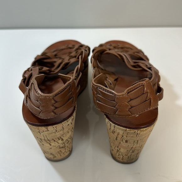 Tory Burch Killian Wedge Sandal Woven Leather Cork Platform Shoe Size 10 - Picture 5 of 16